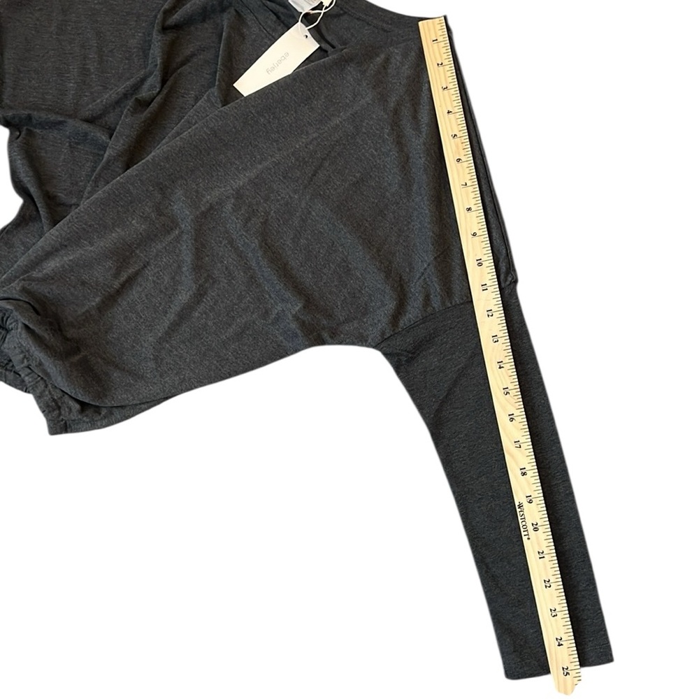 NWT Eberjey Gisele Tencel Modal Long Sleeve Drawstring Top Charcoal Gray Small - Picture 10 of 11